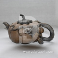 Stone carved teapot Medium pumpkin pot